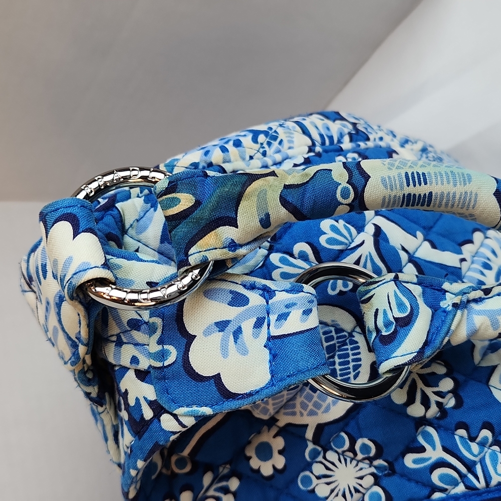 Vera Bradley Shoulder Bag Blue White Floral - Picture 7 of 16